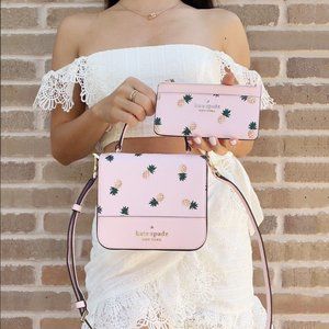 Kate Spade Flap Crossbody Pink Multi + Card Case